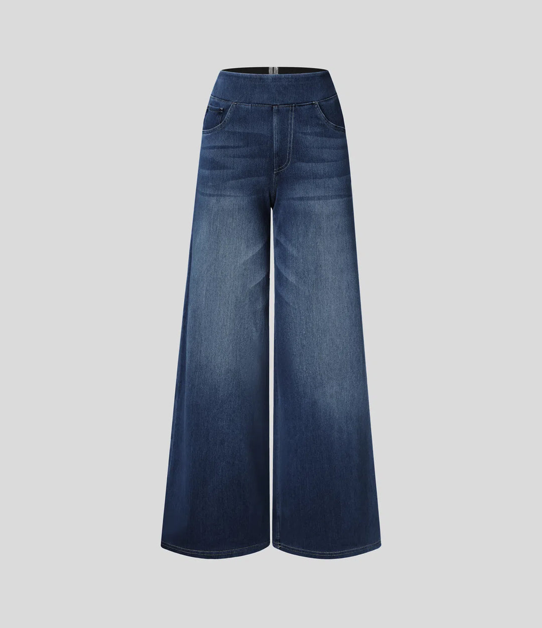 Sabine High Waisted Pockets Baggy Wide Leg Washed Casual Jeans