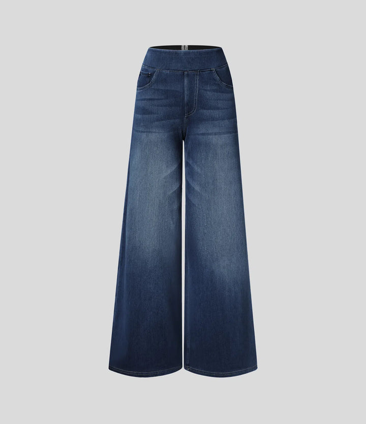 Sabine High Waisted Pockets Baggy Wide Leg Washed Casual Jeans