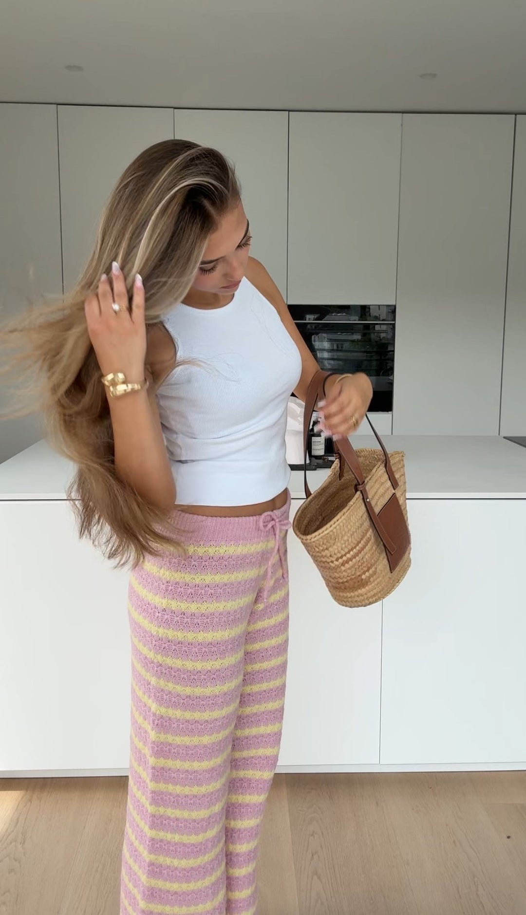 SUMMER KNIT PANTS PEACH