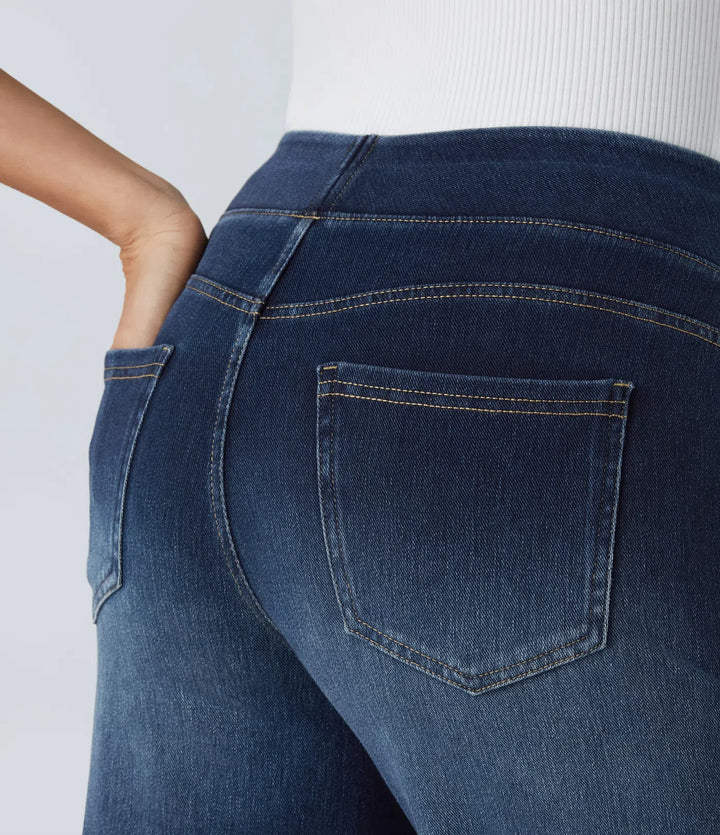 Sabine High Waisted Pockets Baggy Wide Leg Washed Casual Jeans